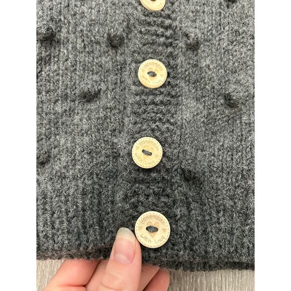 Baby's Gray Knit Cardigan Sweater w/ Handmade Buttons Size 9-12 months - Picture 3 of 4